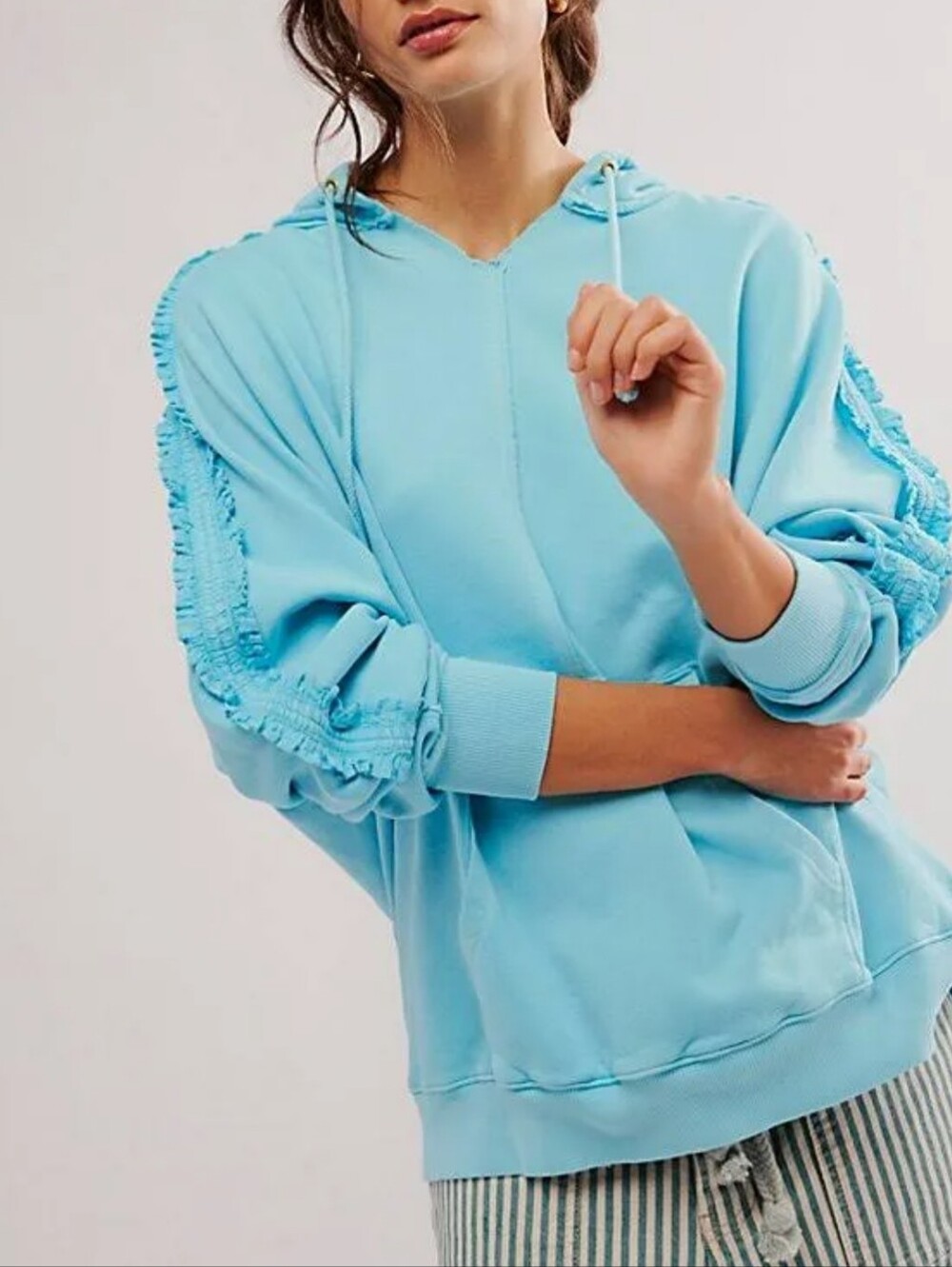 Free People XOXO Sweatshirt Boho Casual Hoodie Ruffle
